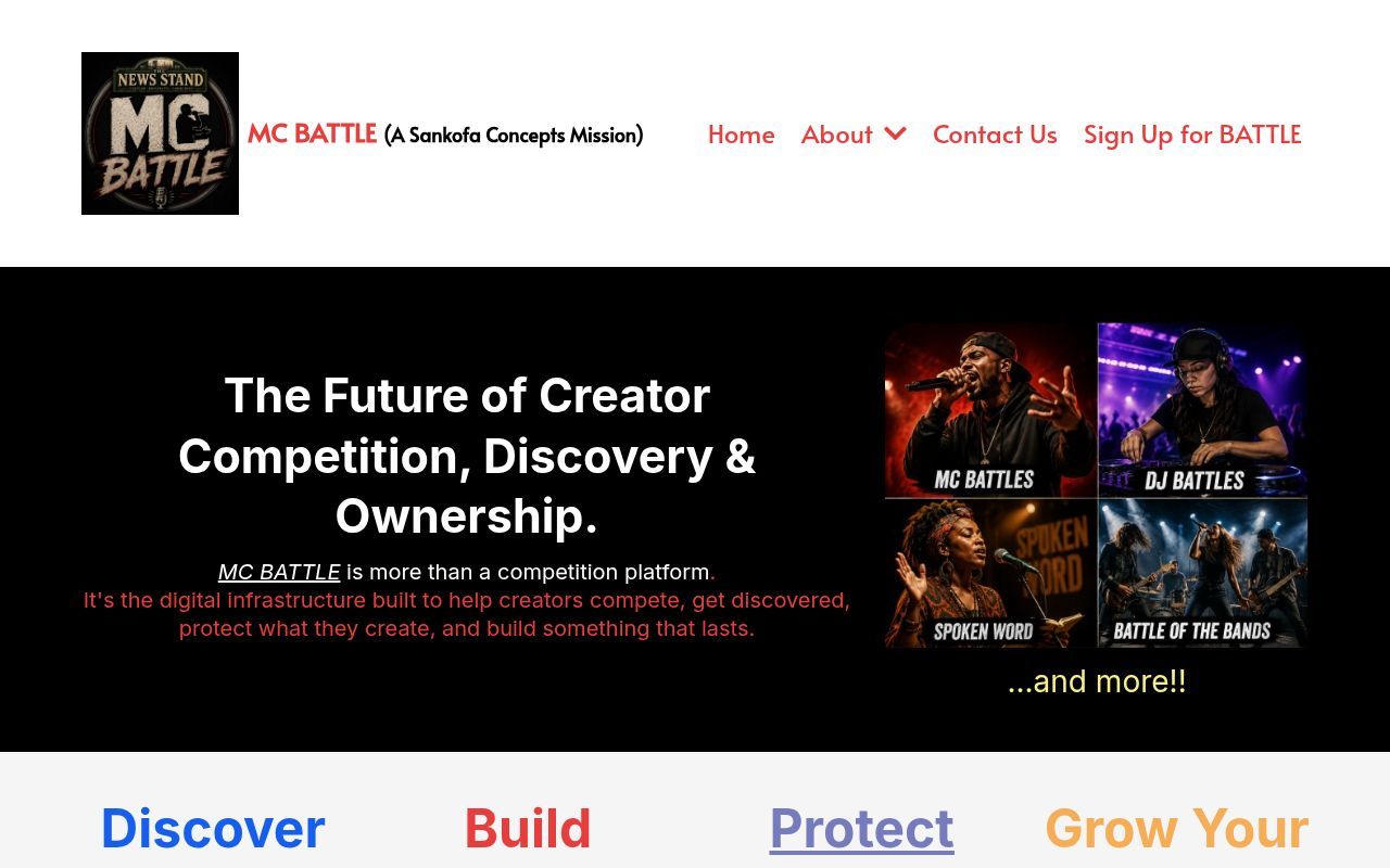 Homepage screenshot of info.mcbattle.app