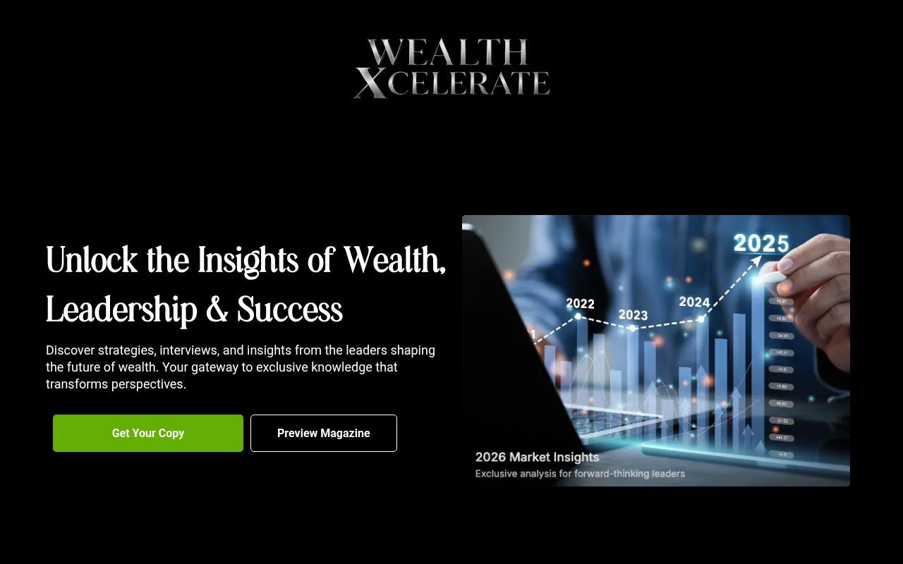 Homepage screenshot of info.wealthxmagazine.com