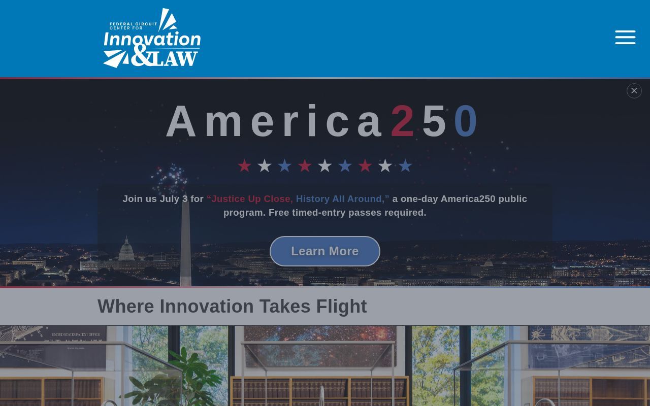 Homepage screenshot of innovationcenter.cafc.uscourts.gov