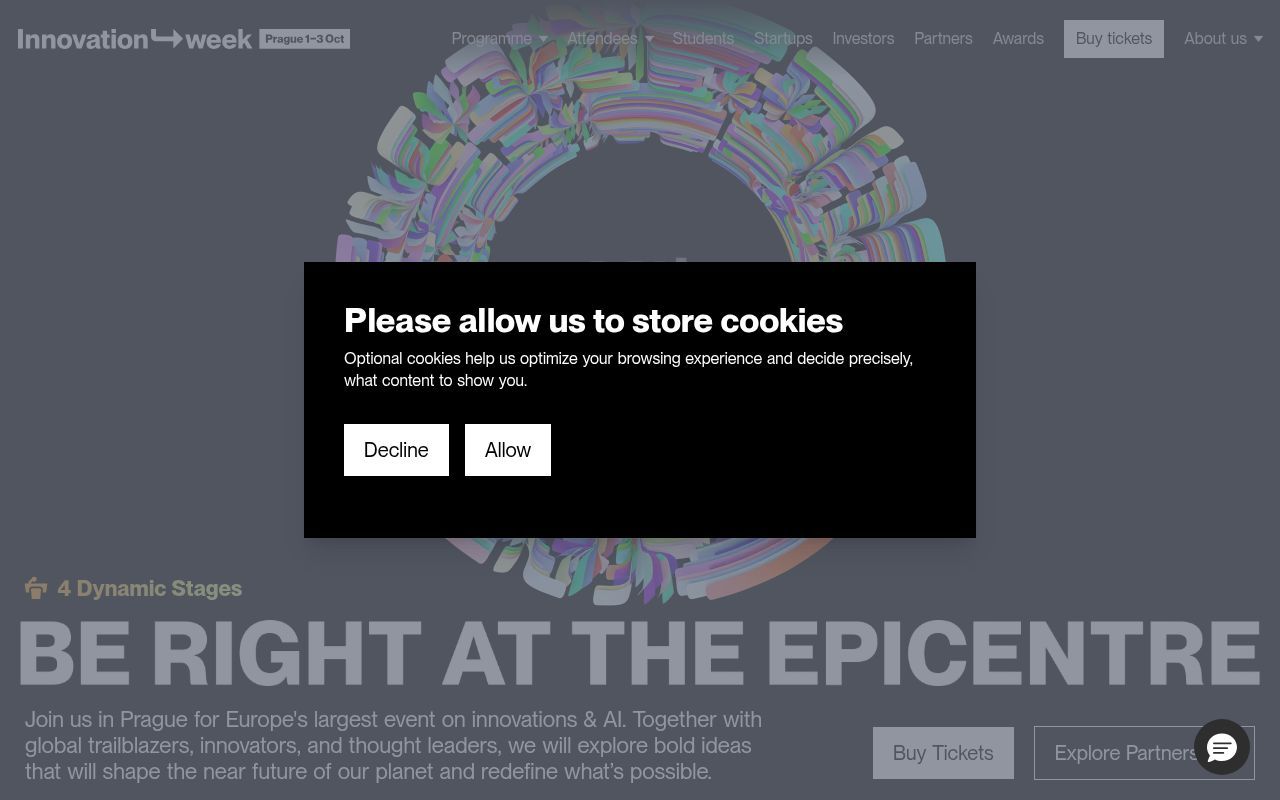 Homepage screenshot of innovationweek.ai