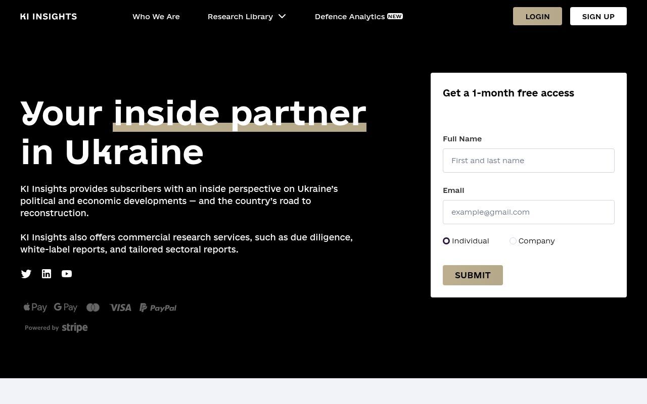 Homepage screenshot of insights.kyivindependent.com