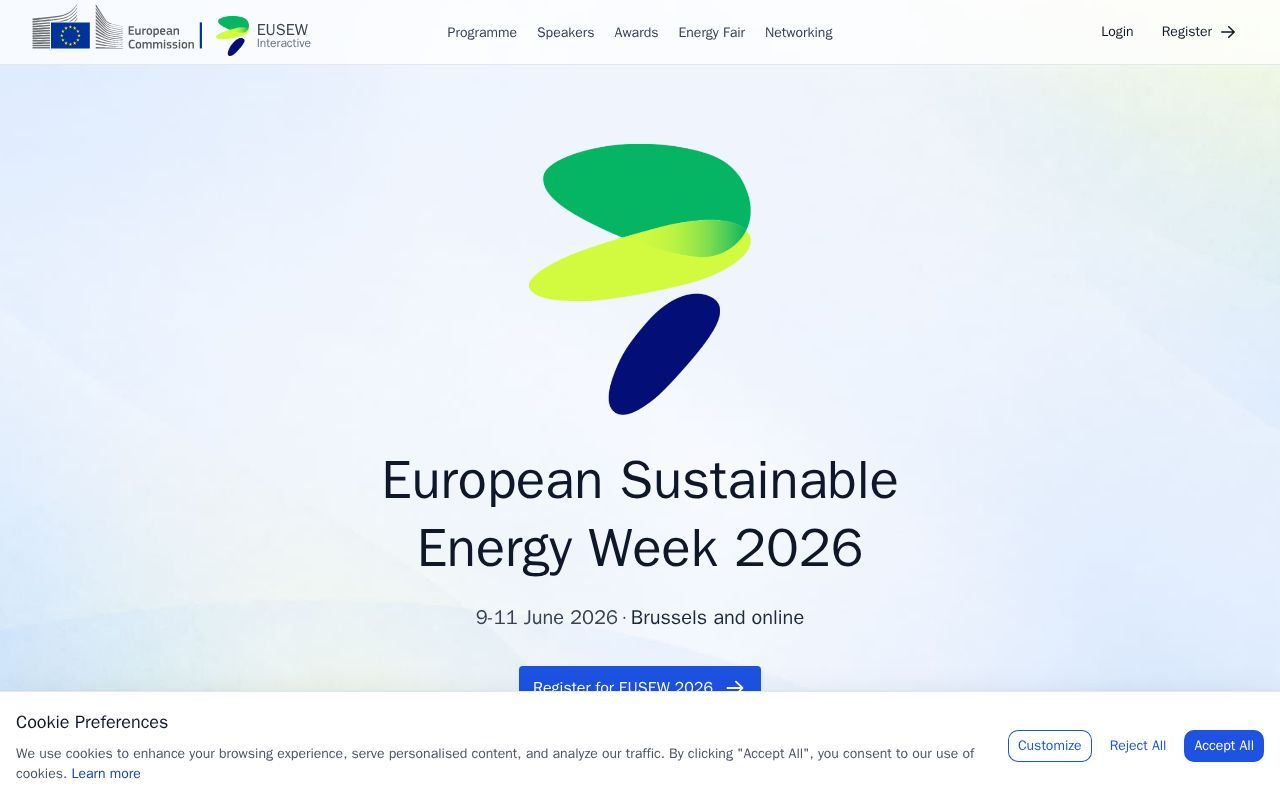 Homepage screenshot of interactive.eusew.eu