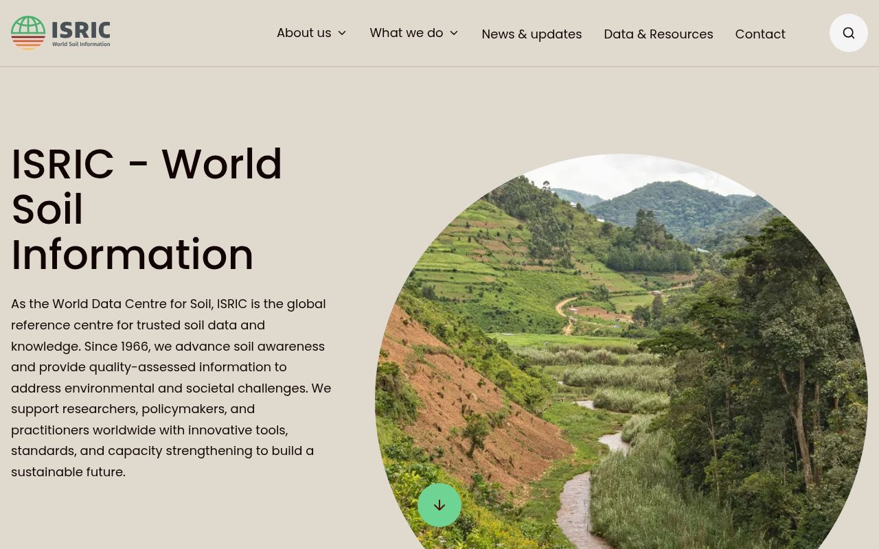 Homepage screenshot of isric.org