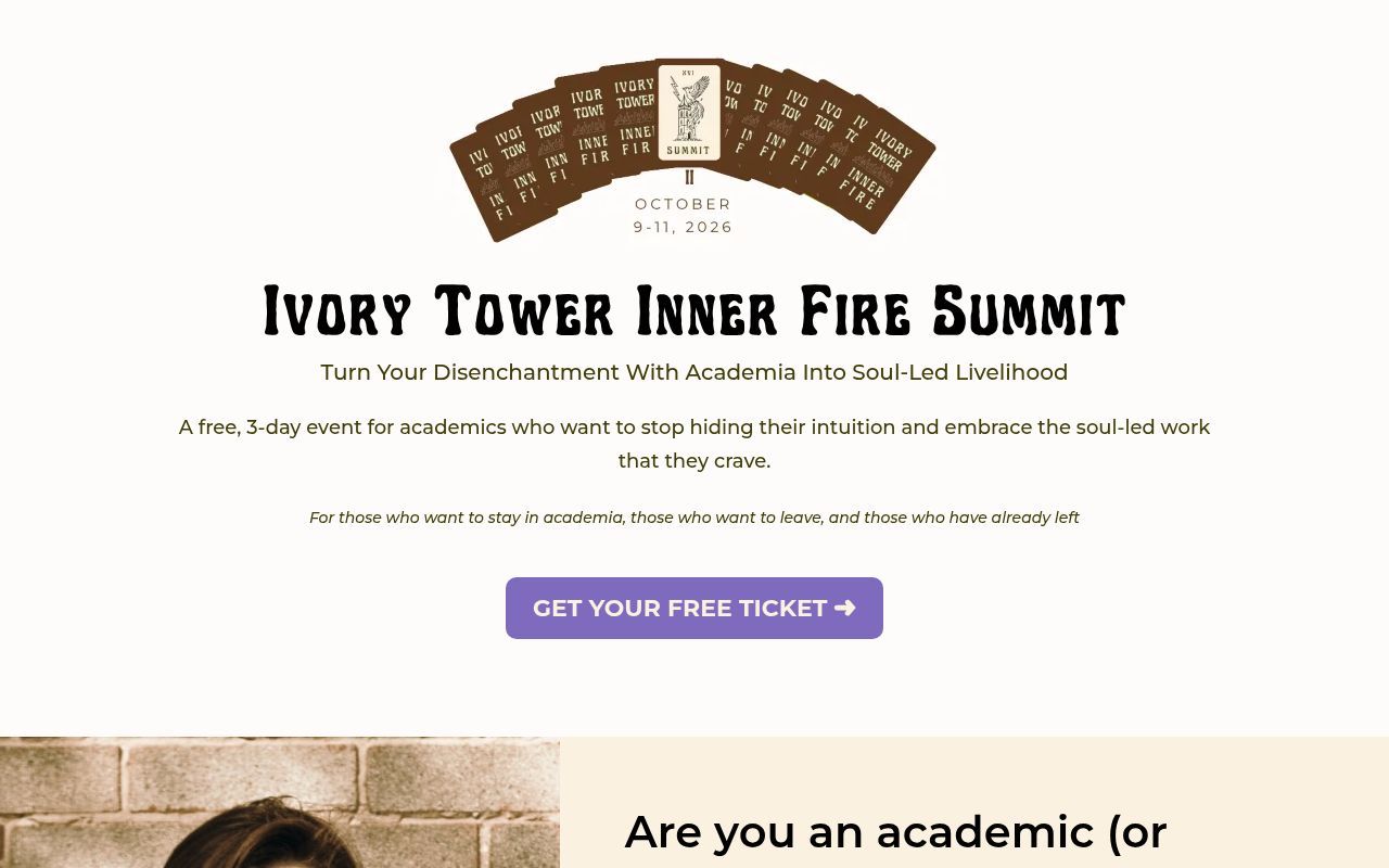 Homepage screenshot of ivorytowerinnerfire.com