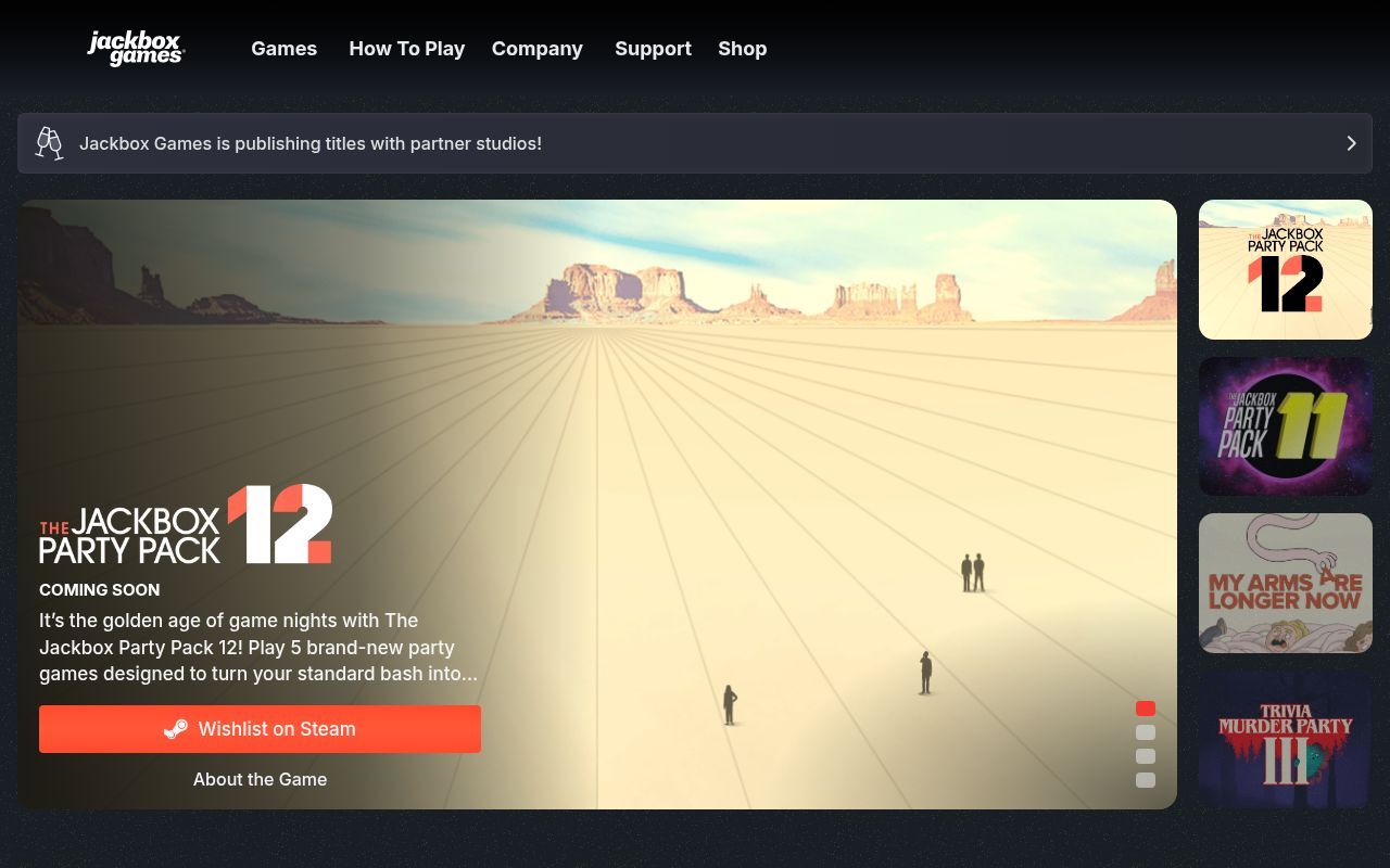 Homepage screenshot of jackboxgames.com