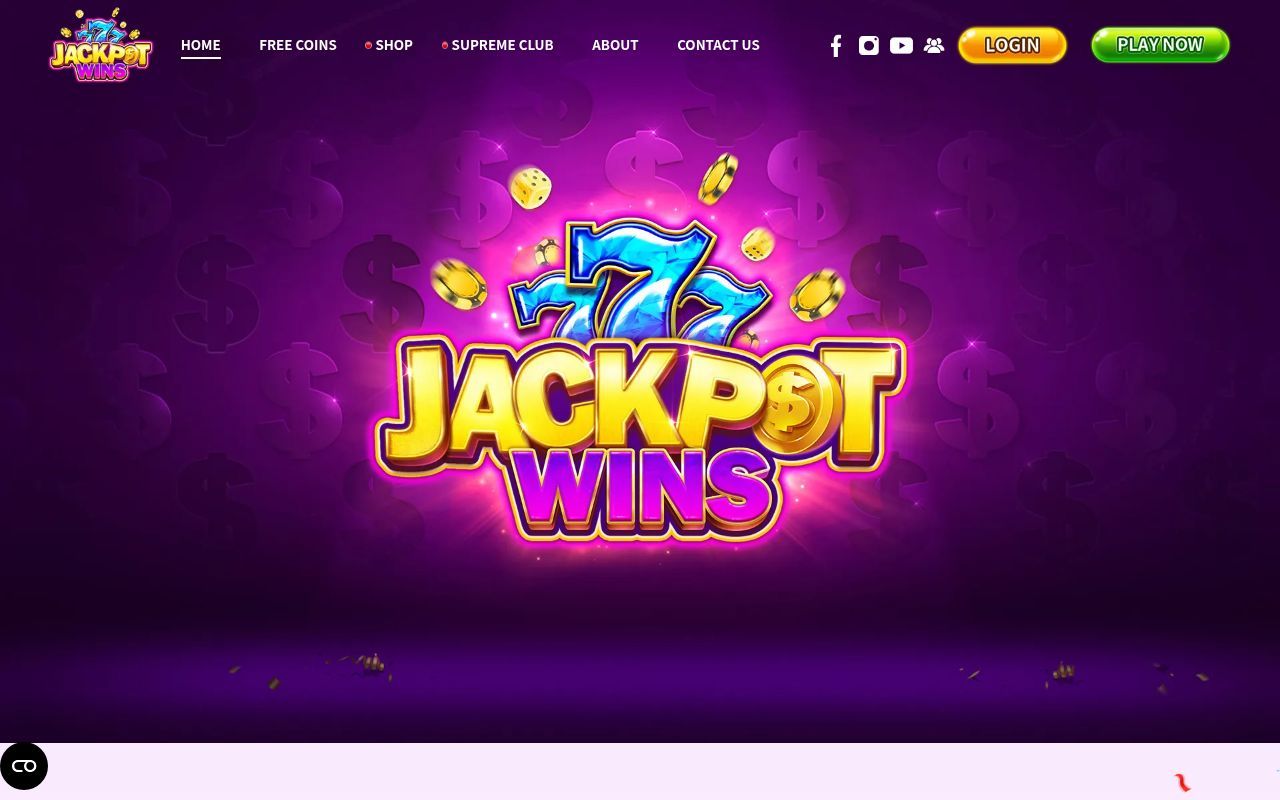 Homepage screenshot of jackpotwinscasinoslots.com