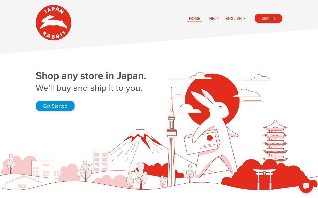 Homepage screenshot of japanrabbit.com