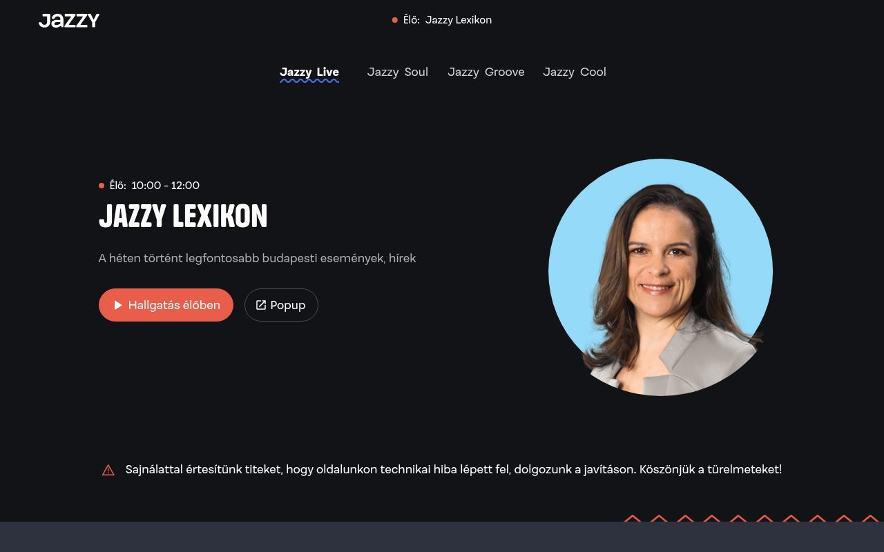 Homepage screenshot of jazzy.hu