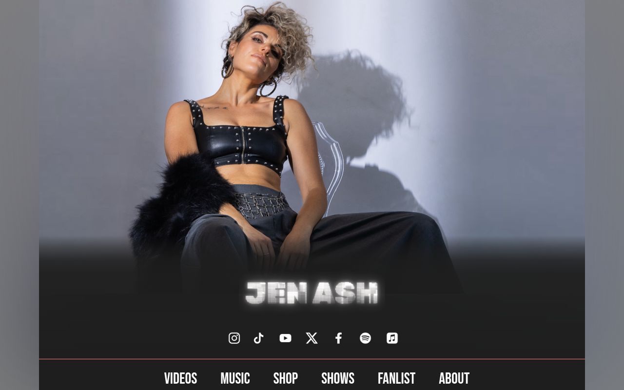 Homepage screenshot of jenashmusic.com