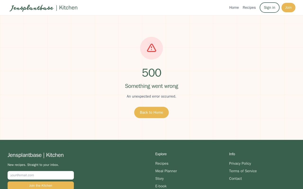 Homepage screenshot of jensplantbase.com