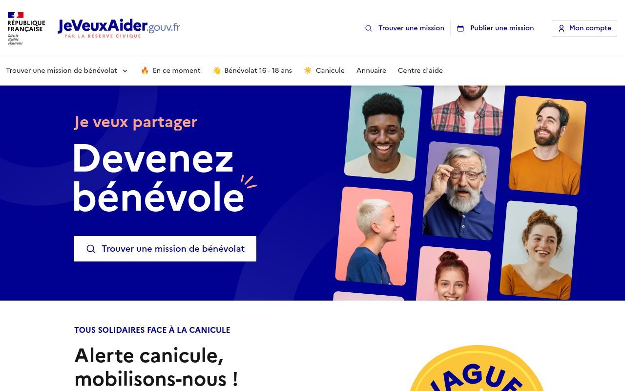Homepage screenshot of jeveuxaider.gouv.fr