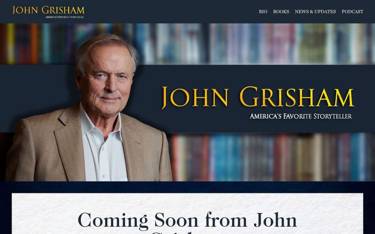 Homepage screenshot of jgrisham.com