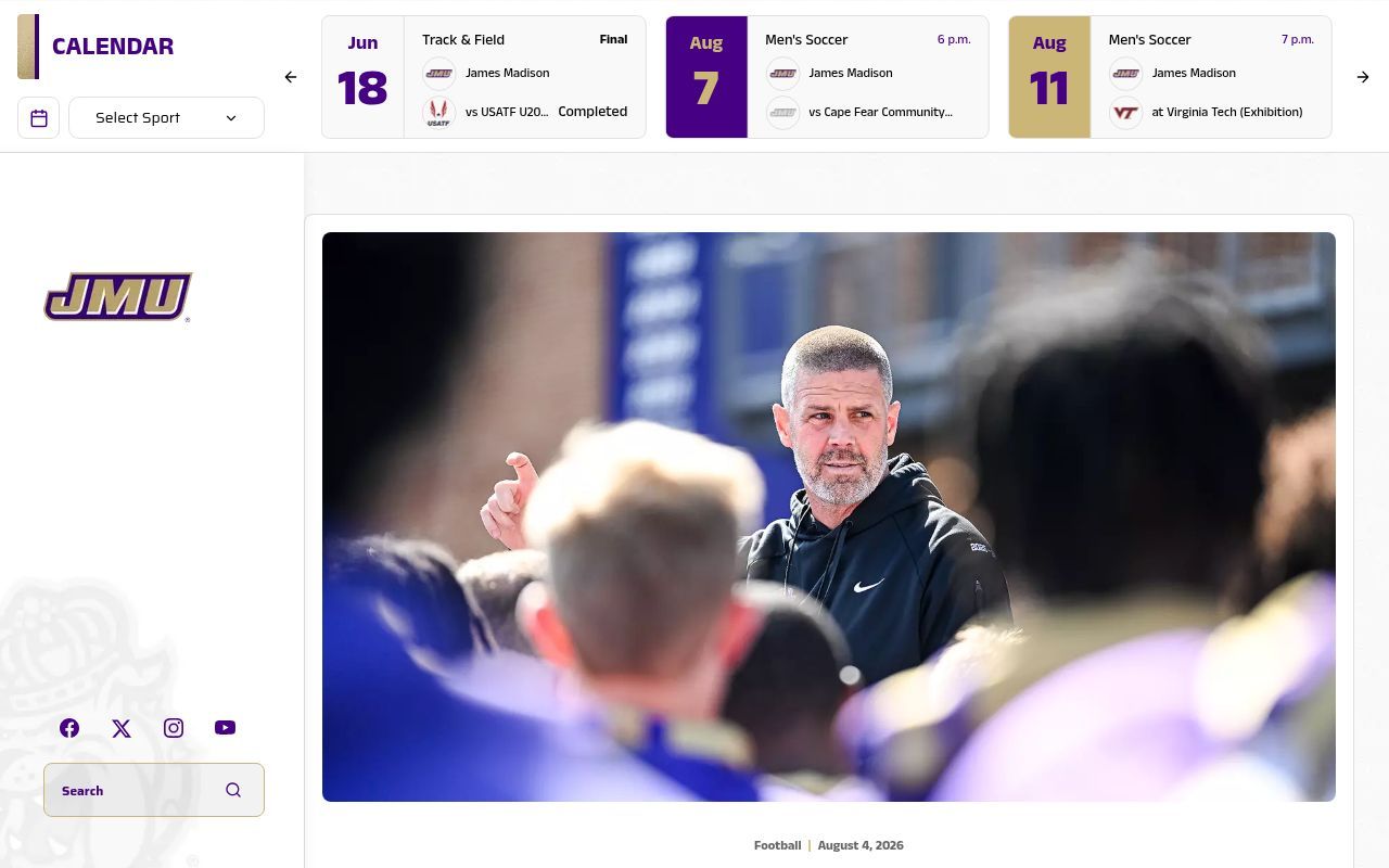 Homepage screenshot of jmusports.com