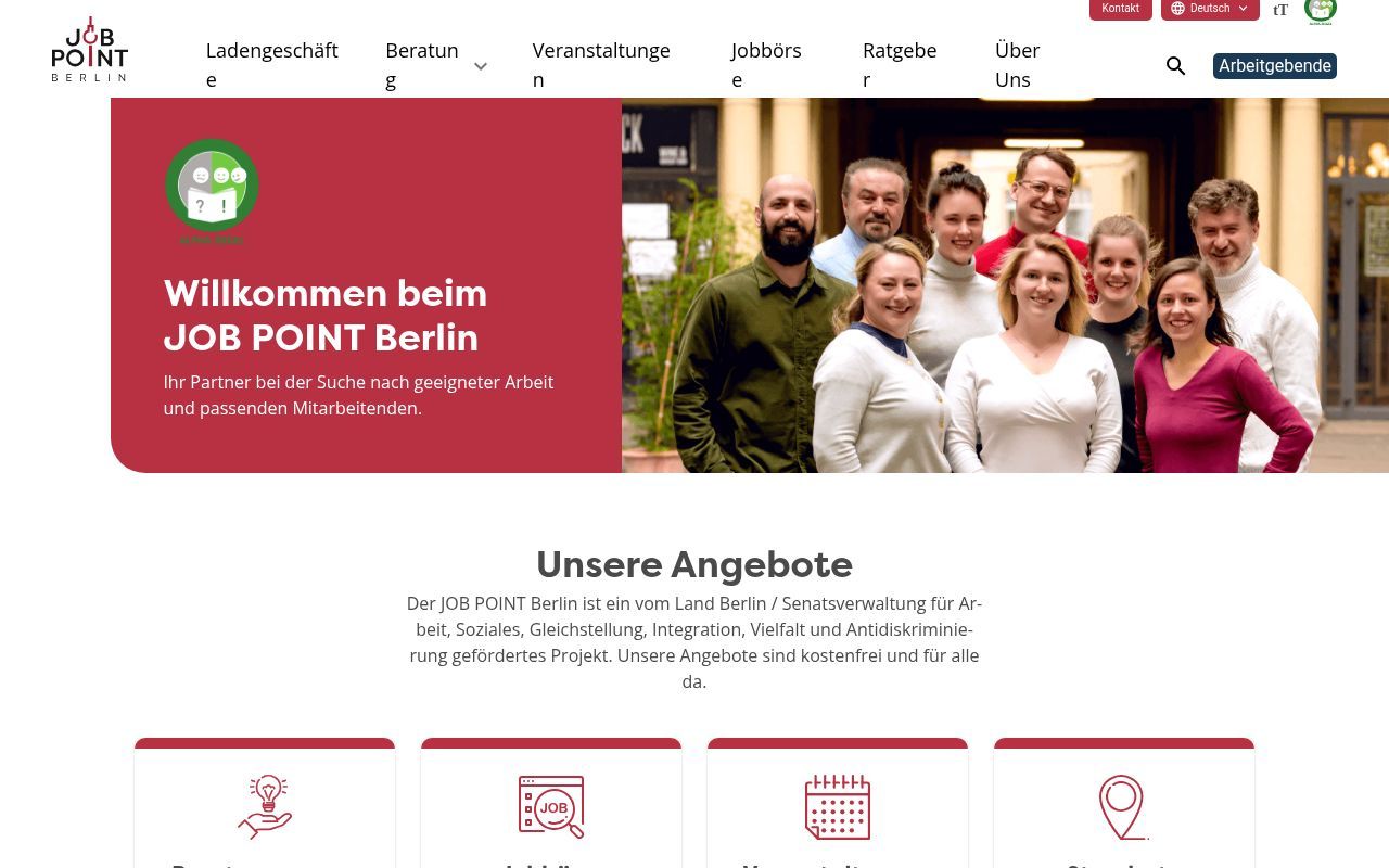 Homepage screenshot of jobpoint-berlin.de