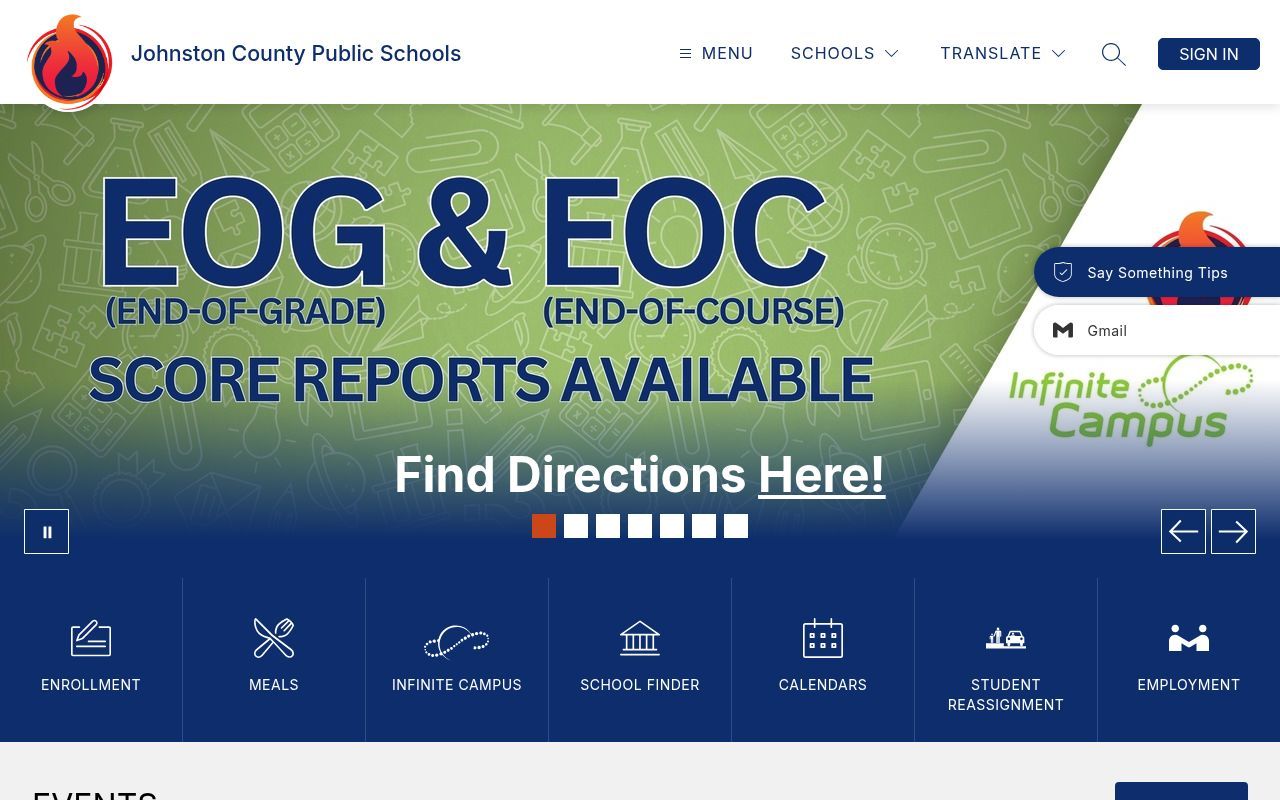Homepage screenshot of johnston.k12.nc.us