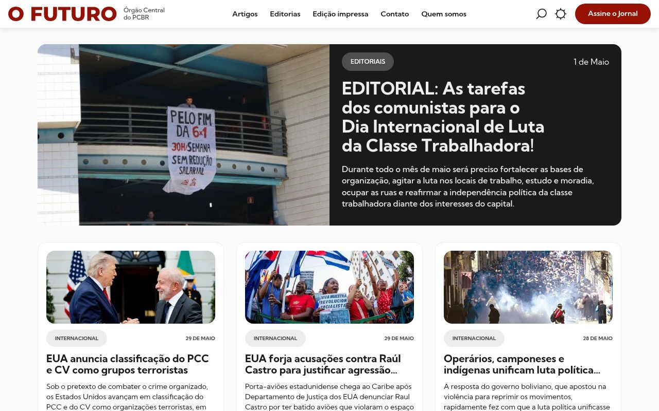 Homepage screenshot of jornalofuturo.com.br