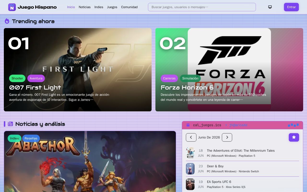 Homepage screenshot of juegohispano.com