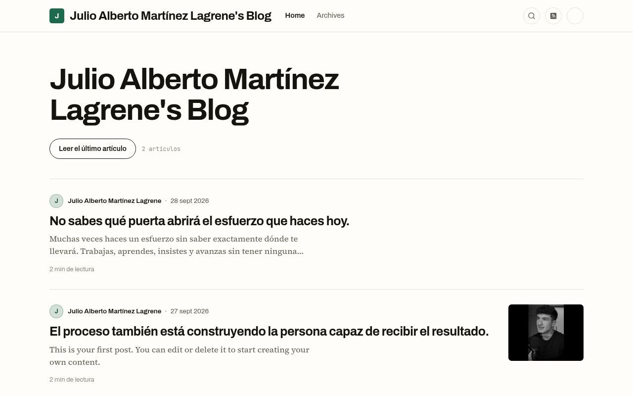 Homepage screenshot of julioalbertomartinezlagrene.writizzy.blog
