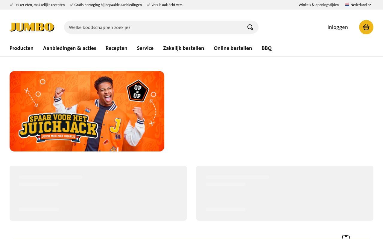 Homepage screenshot of jumbo.com