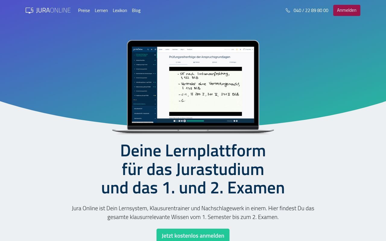 Homepage screenshot of jura-online.de