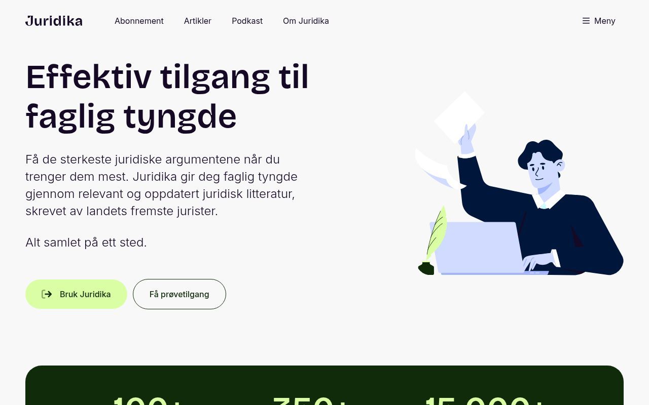 Homepage screenshot of juridika.no