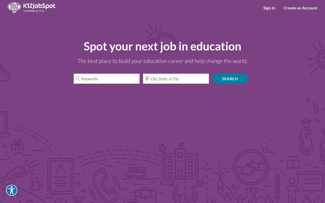 Homepage screenshot of k12jobspot.com