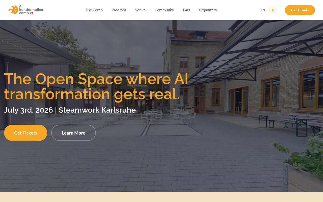 Homepage screenshot of ka.ai-transformation-camp.de