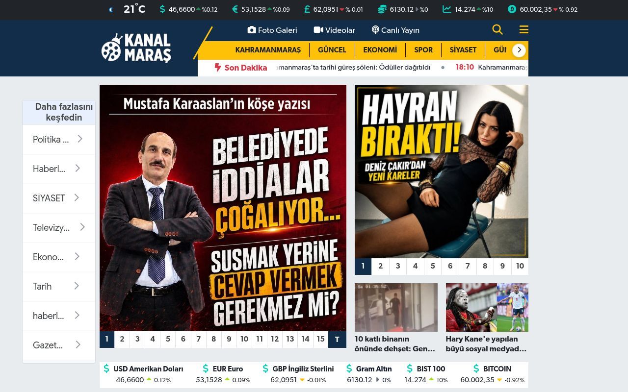 Homepage screenshot of kanalmaras.com