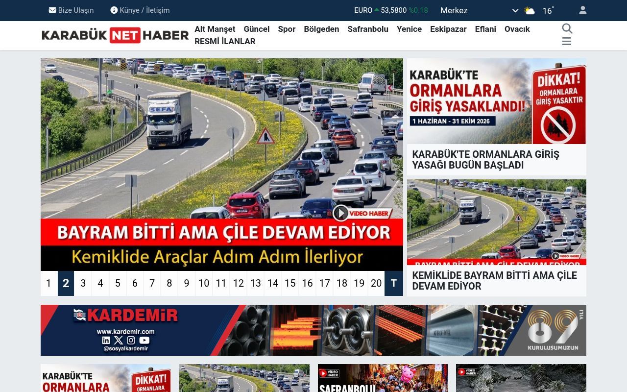 Homepage screenshot of karabuknethaber.com