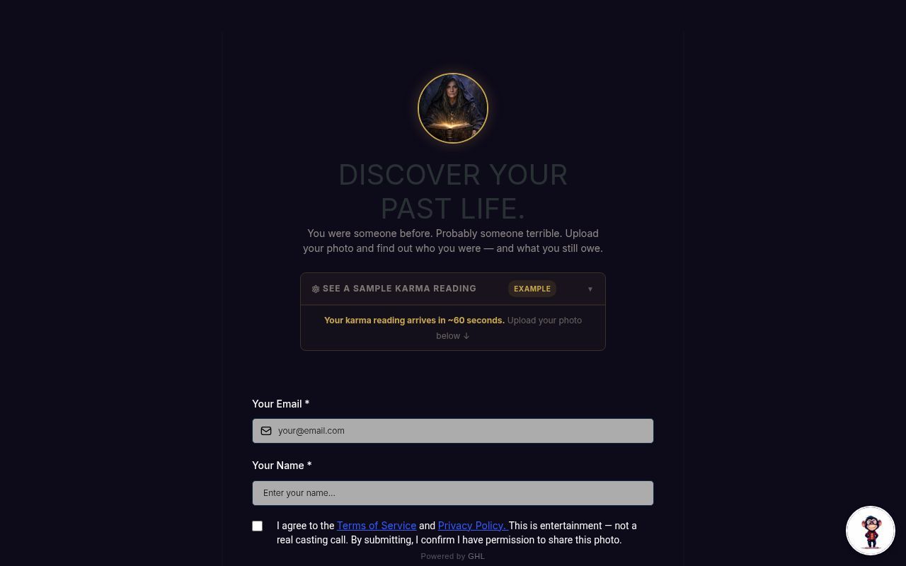 Homepage screenshot of karma.lazyent.com