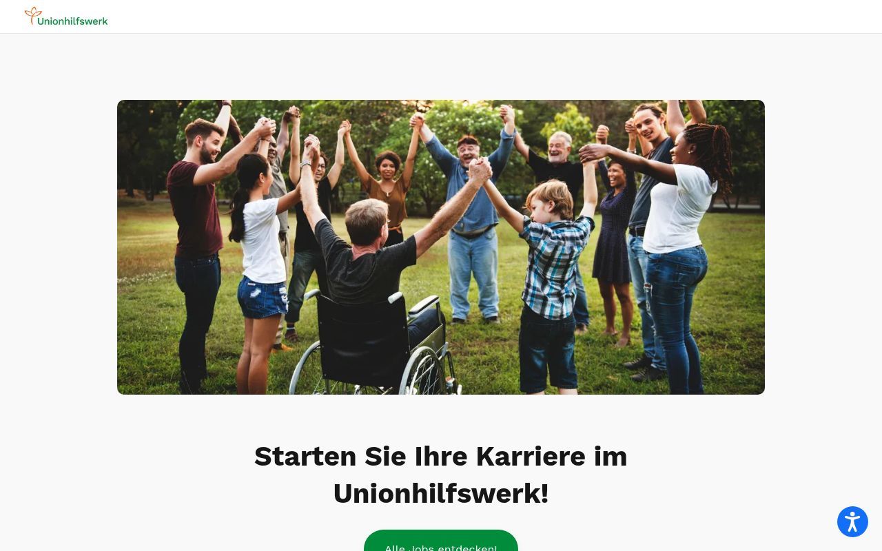 Homepage screenshot of karriere.unionhilfswerk.de
