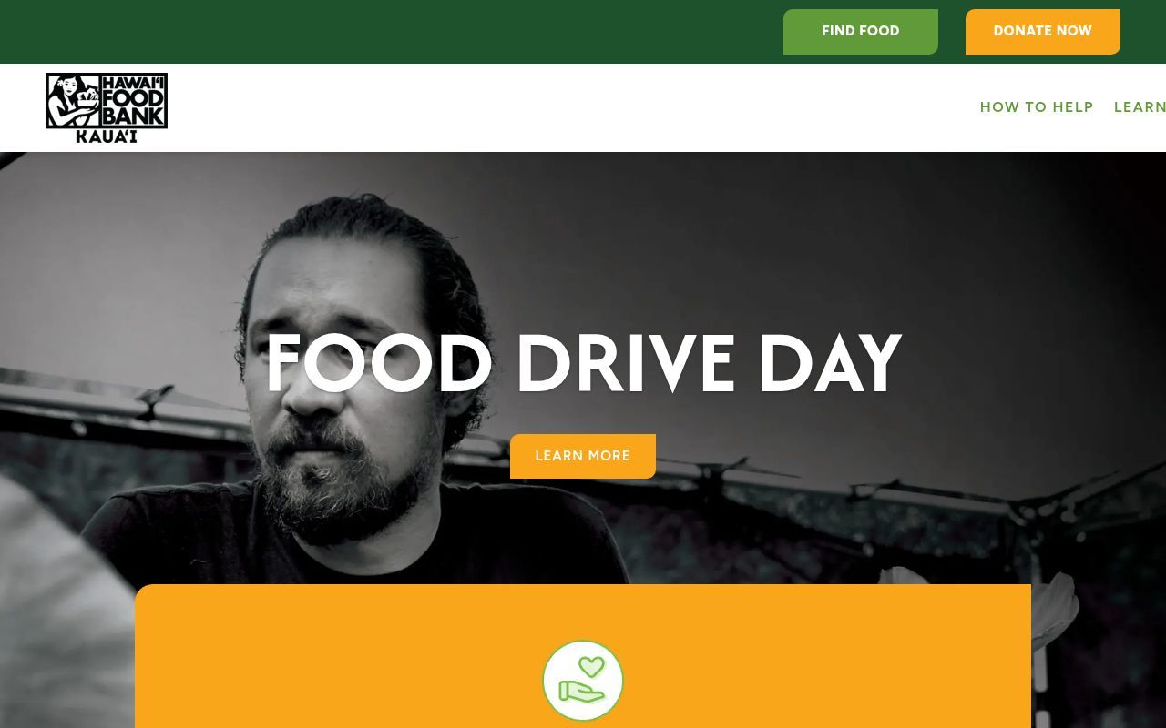 Homepage screenshot of kauai.hawaiifoodbank.org