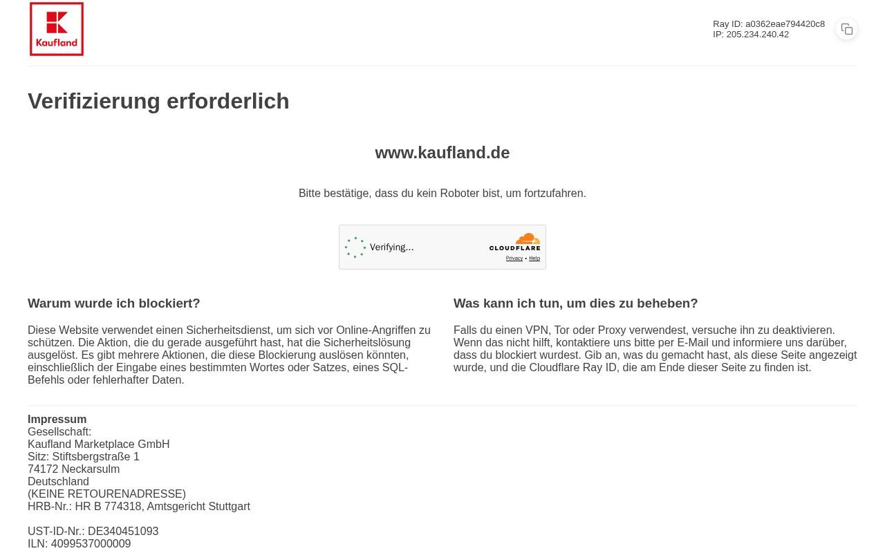 Homepage screenshot of kaufland.de