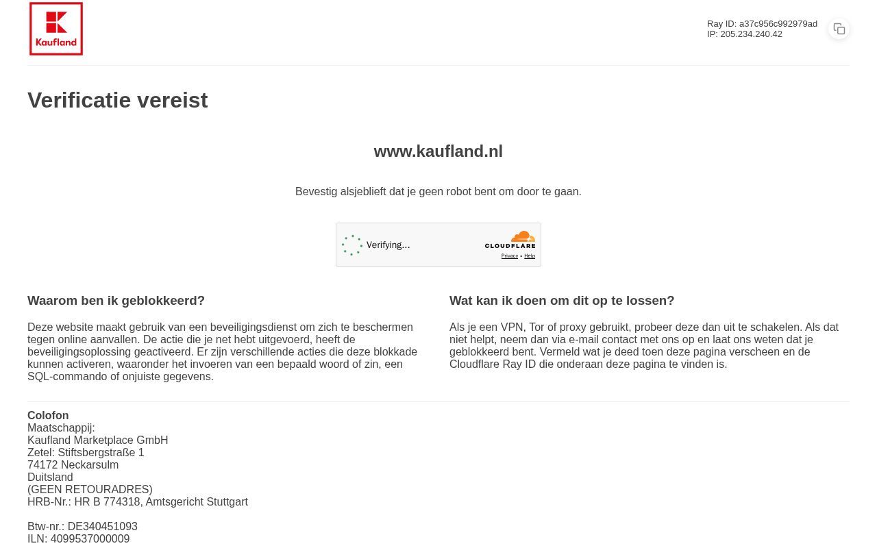 Homepage screenshot of kaufland.nl