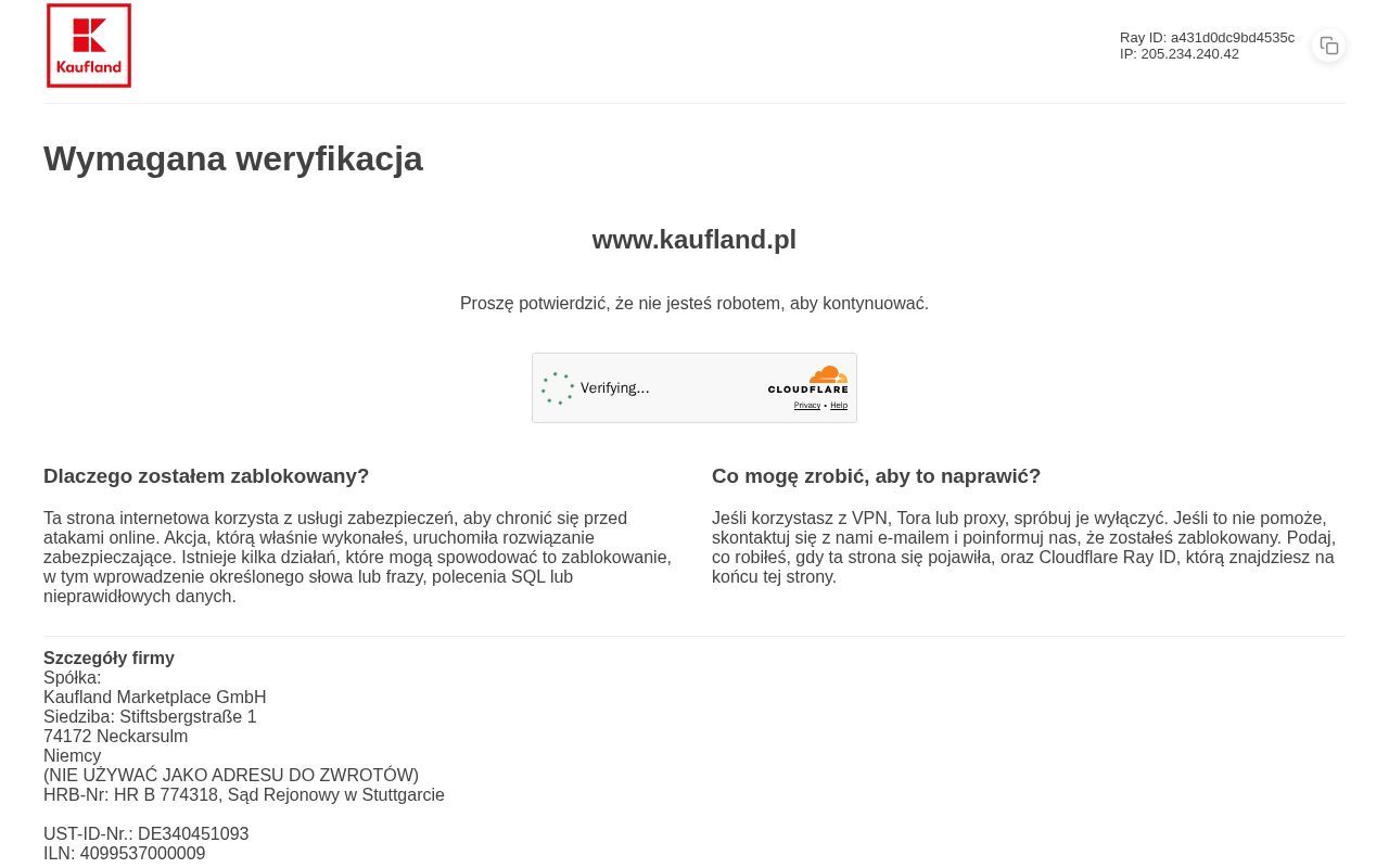 Homepage screenshot of kaufland.pl