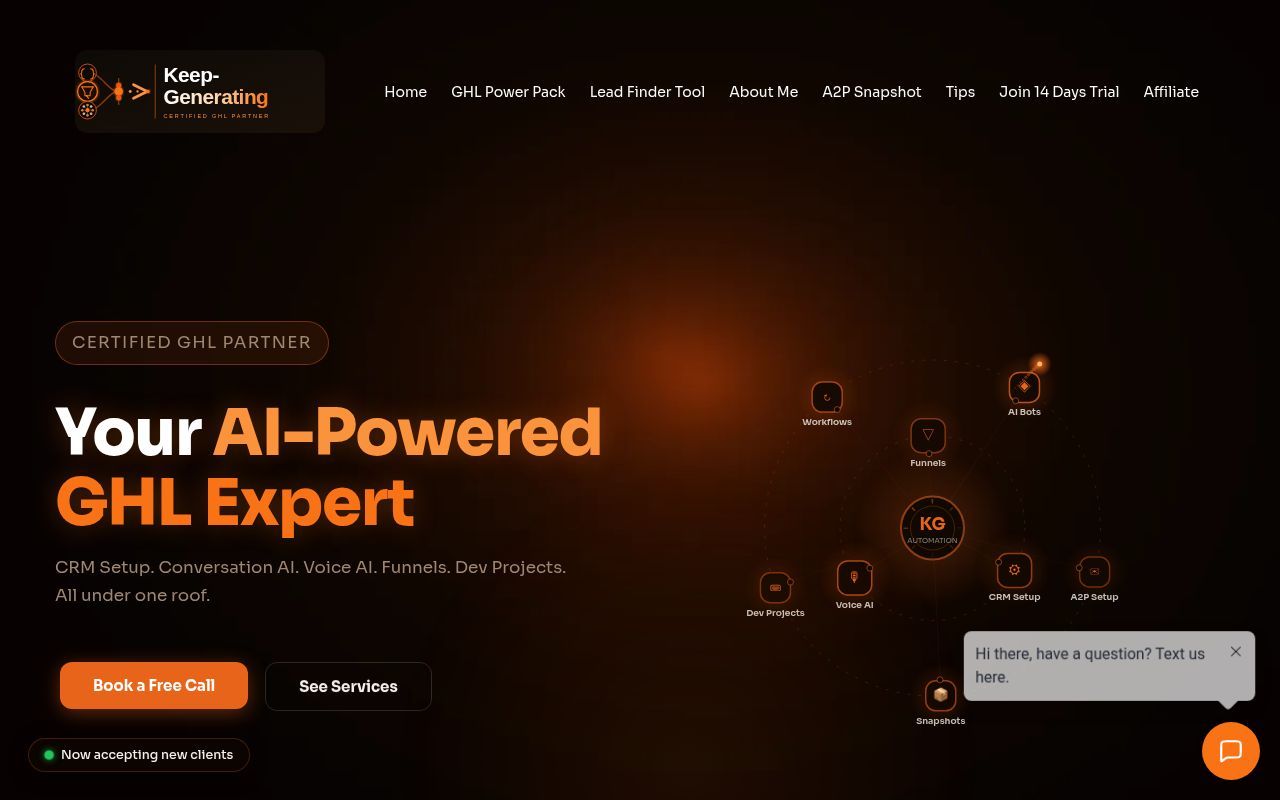 Homepage screenshot of keep-generating.com