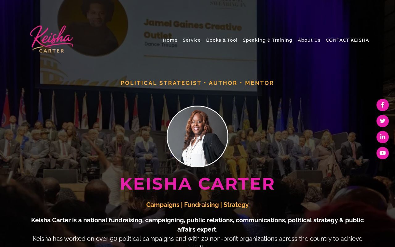 Homepage screenshot of keishacarter.com