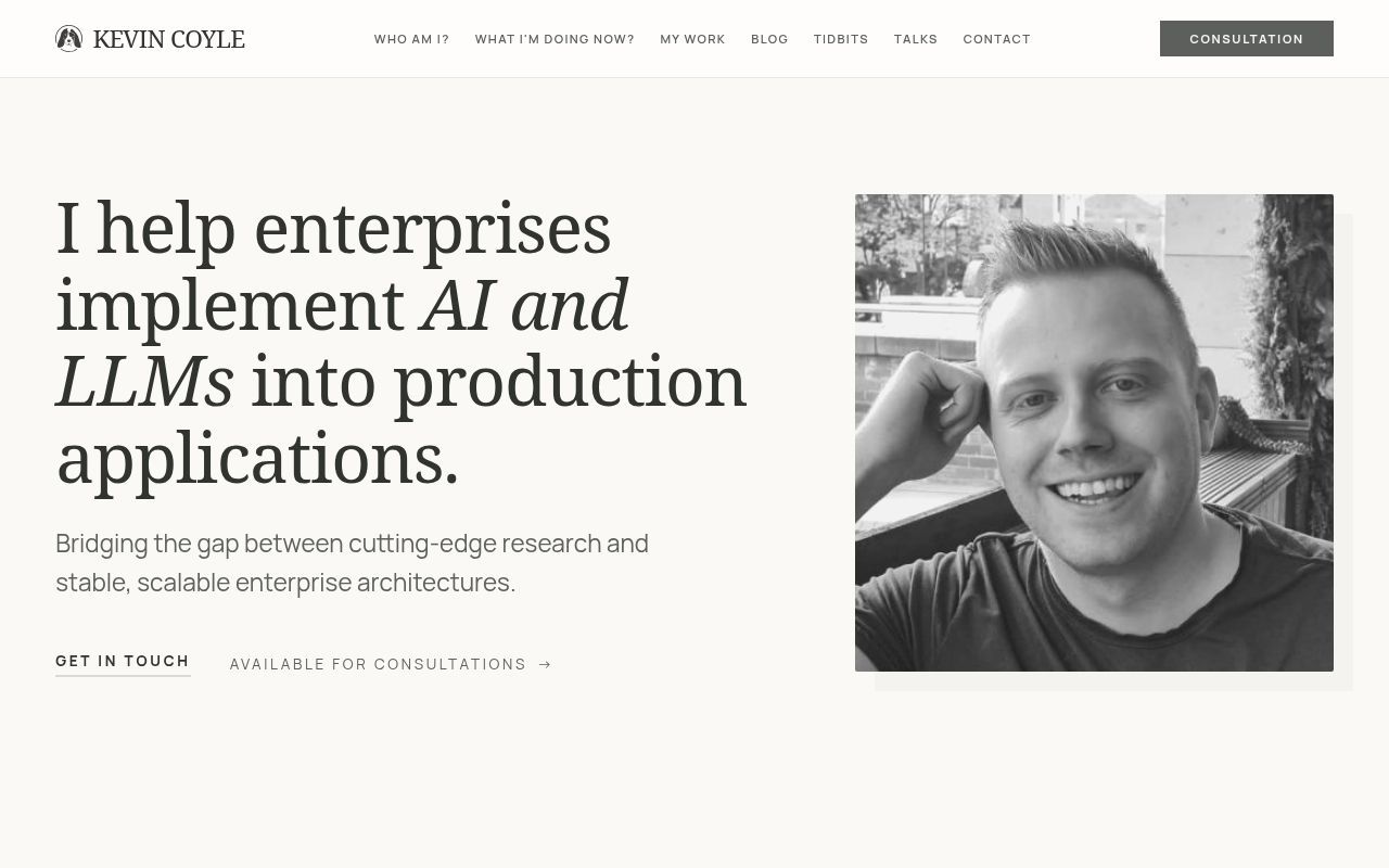 Homepage screenshot of kevincoyle.co.uk