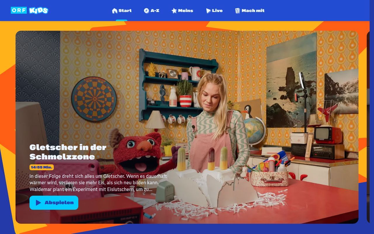 Homepage screenshot of kids.orf.at