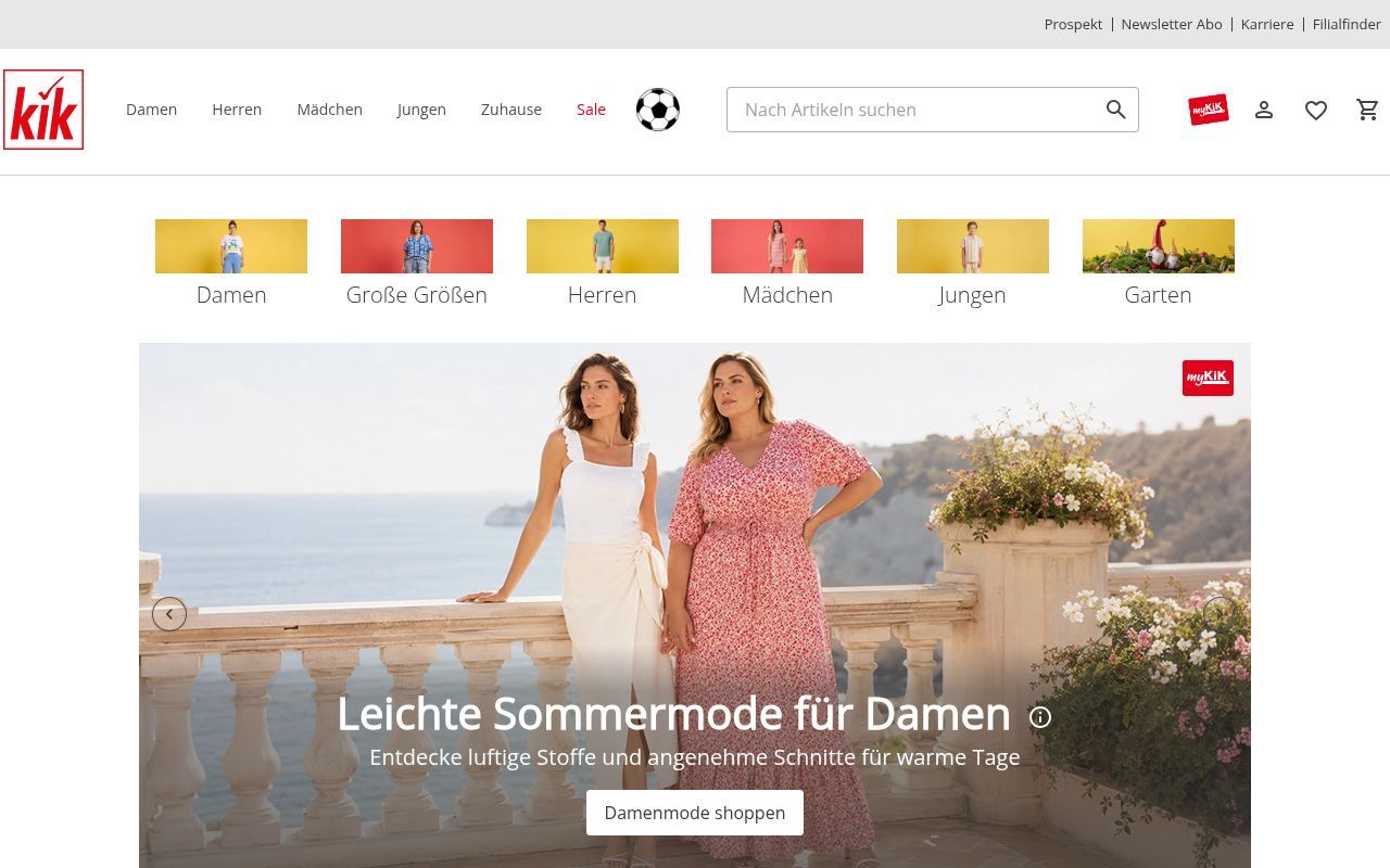 Homepage screenshot of kik.de