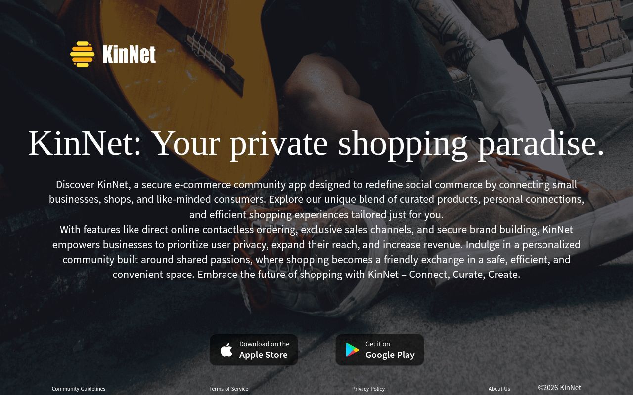 Homepage screenshot of kinnet.app