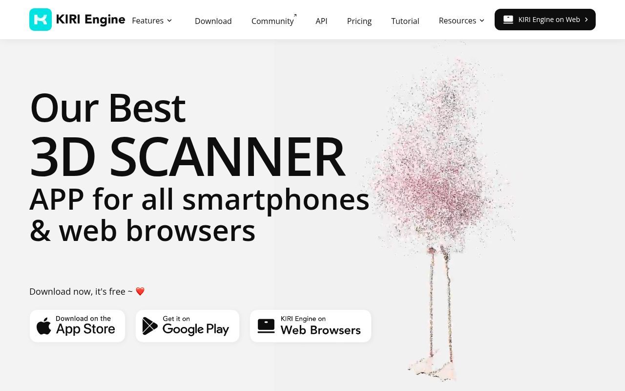 Homepage screenshot of kiriengine.app