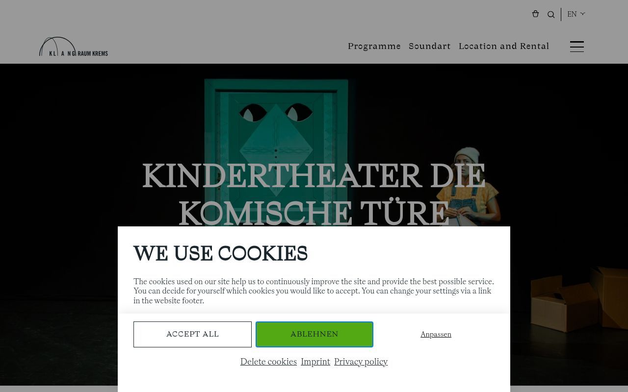 Homepage screenshot of klangraum.at