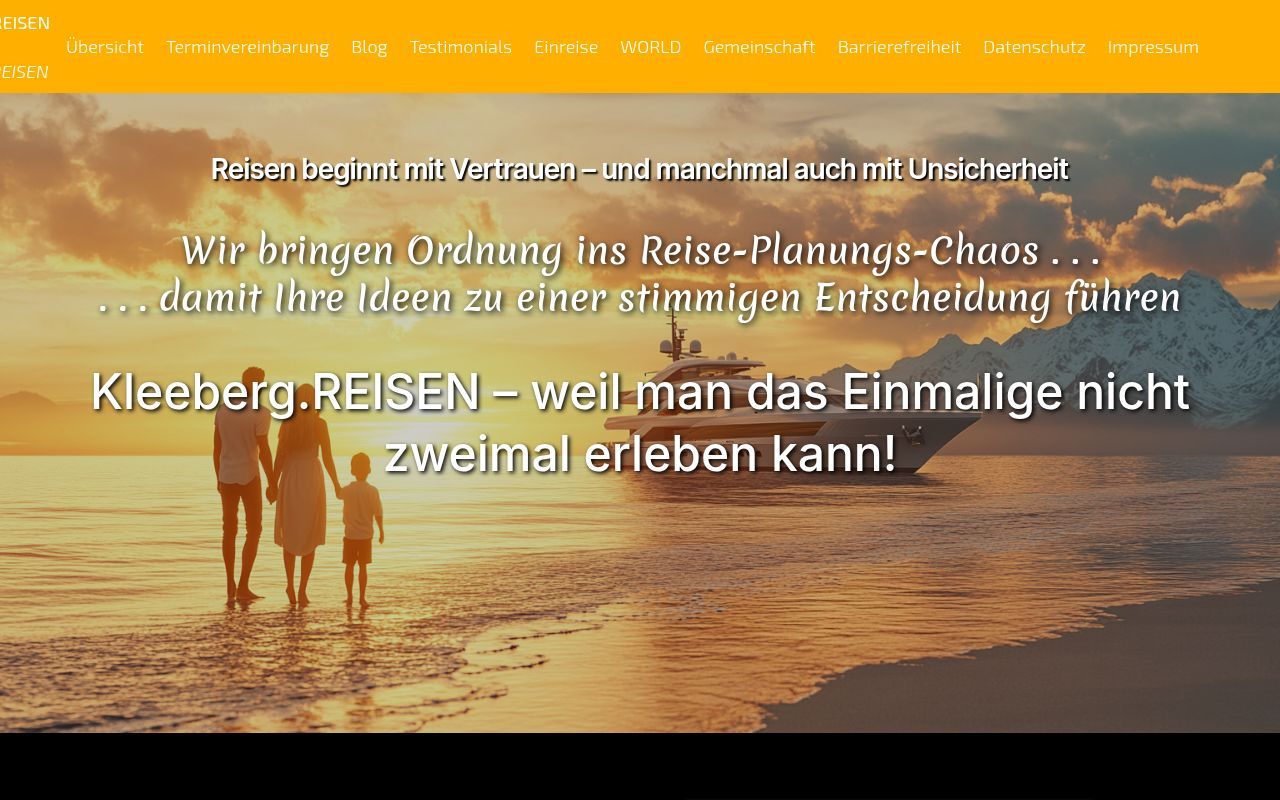 Homepage screenshot of kleeberg.reisen