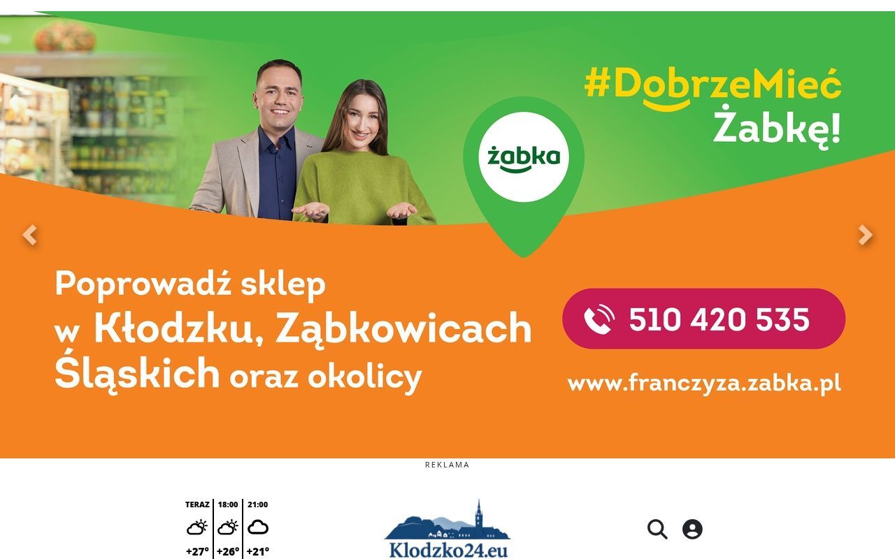 Homepage screenshot of klodzko24.eu