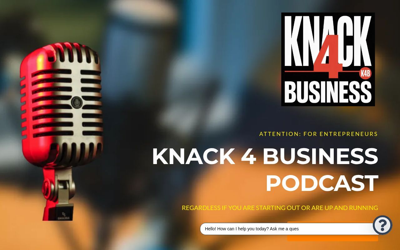 Homepage screenshot of knack4business.com