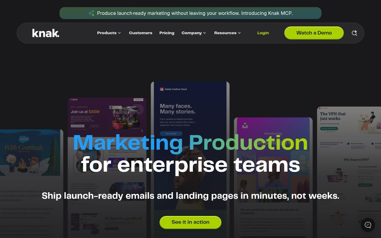 Homepage screenshot of knak.com