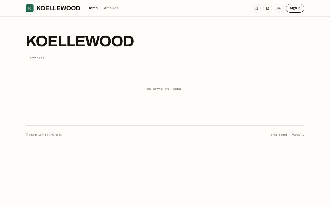 Homepage screenshot of koellewood.writizzy.blog