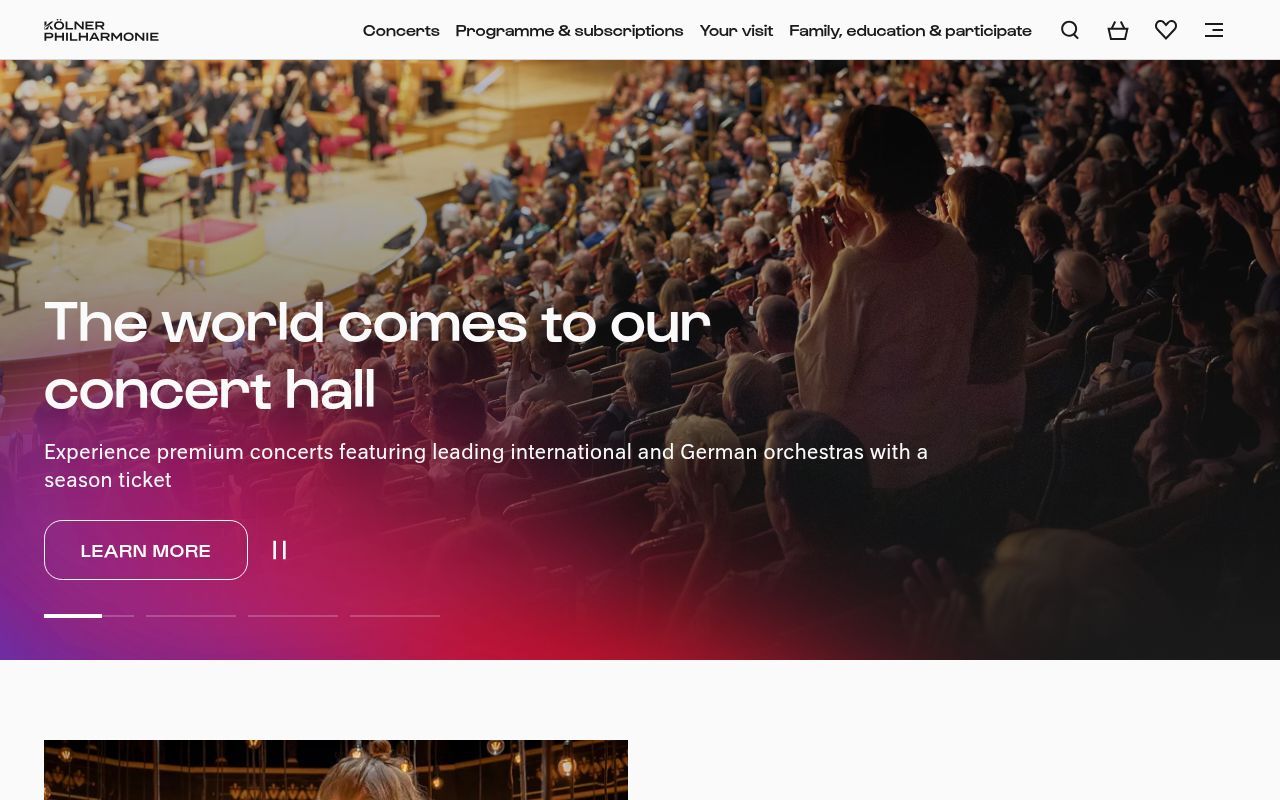 Homepage screenshot of koelner-philharmonie.de