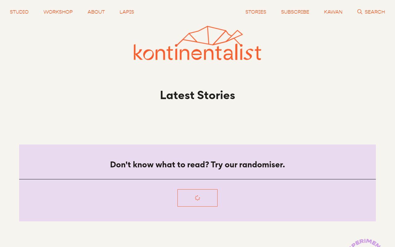 Homepage screenshot of kontinentalist.com